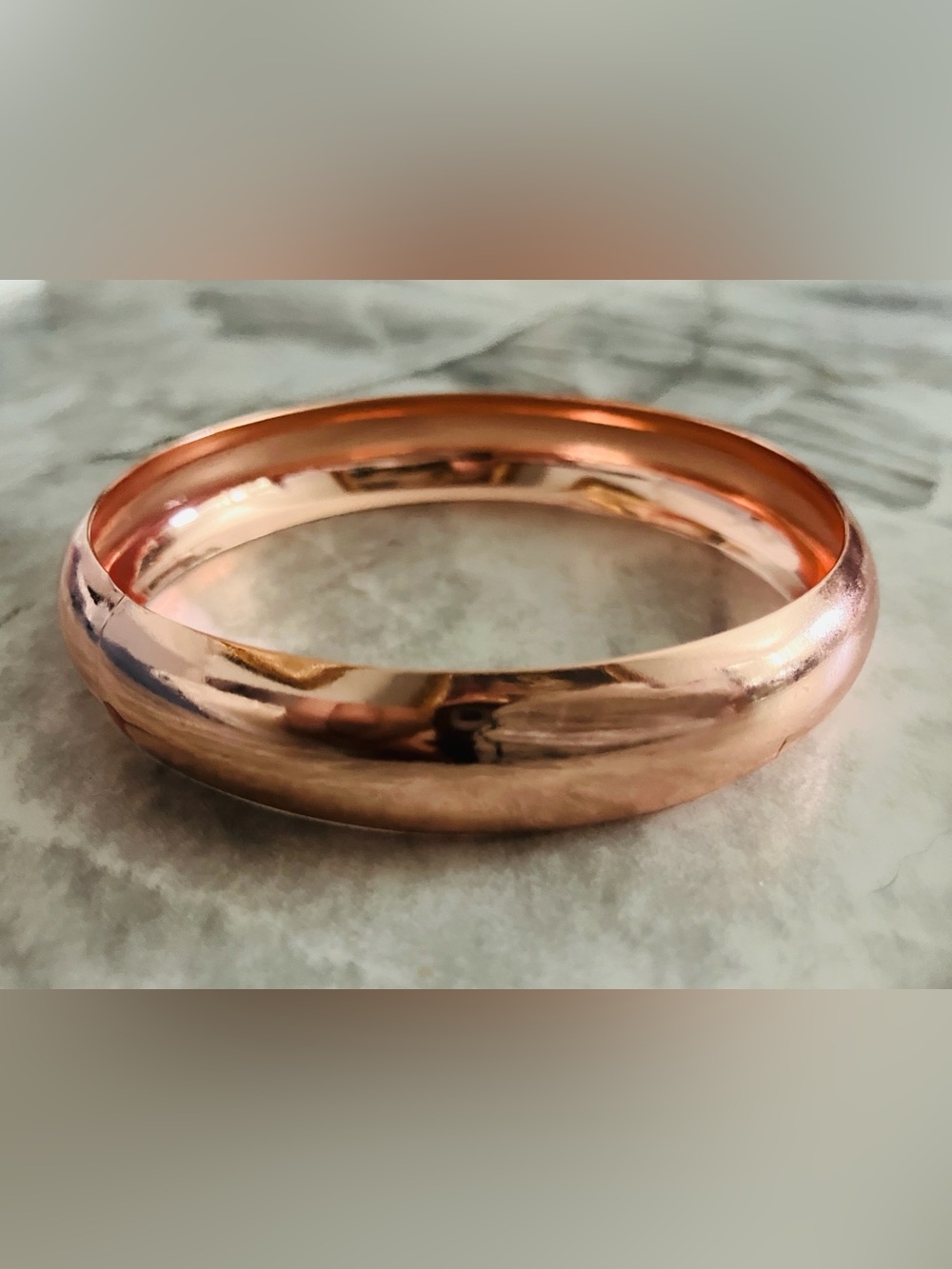Rose Gold Polished Dome Bangle Bracelet